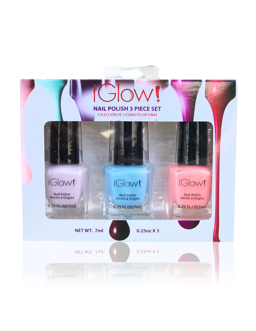 IGlow Nail Polish 3Pk (Shades - Periwinkle, Sky Blue, Coral)