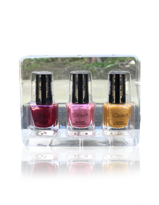 IGlow Nail Polish 3Pk (Sparkle Shades - Golden, Watermelon, Jam)