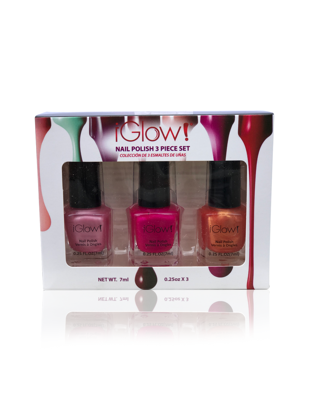 IGlow Nail Polish 3Pk (Shades - Watermelon, Hot Pink, Carrot)