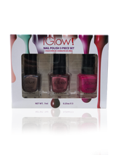 Load image into Gallery viewer, IGlow Nail Polish 3Pk (Shades - Coffee, Rosewood, Magenta)